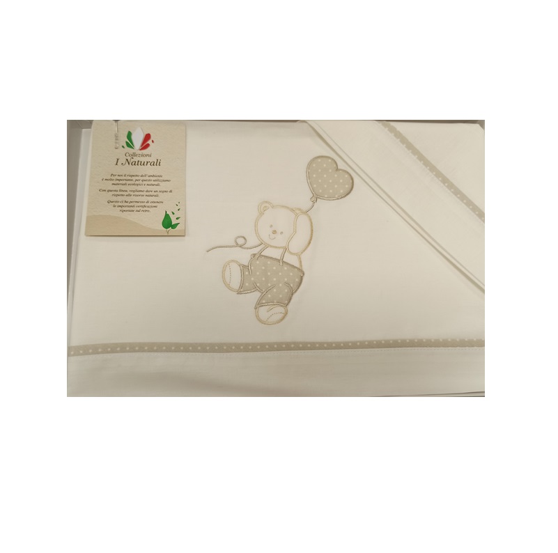 LENZUOLA GLAM ORSETTO CON PALLONCINO BEIGE LENZUOLA GLAM ORSETTO CON PALLONCINO BEIGE